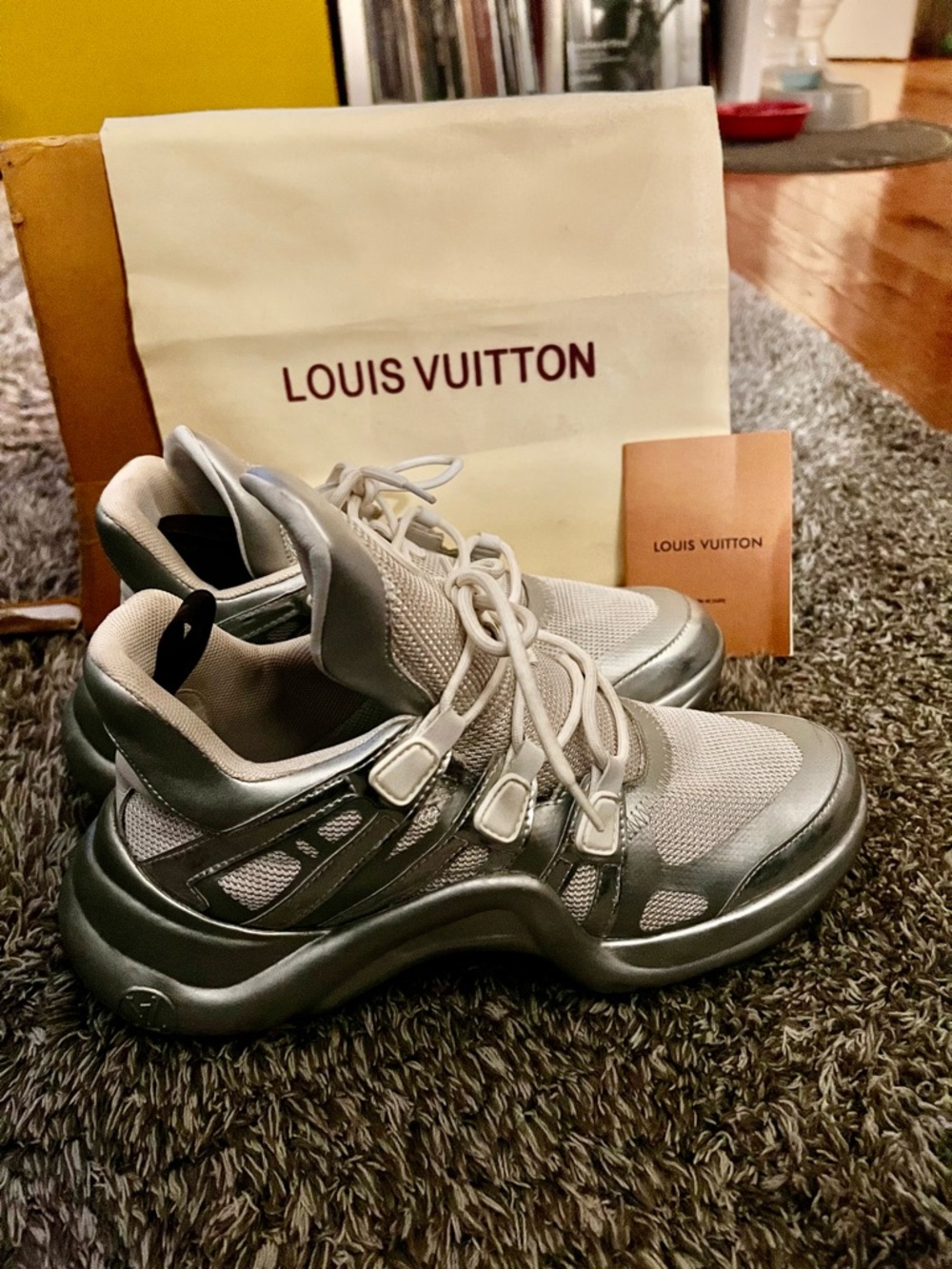 Louis Vuitton Metallic Silver & White Women's Sneaker